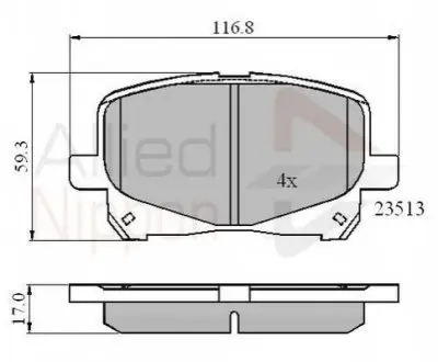 Колодки гальмівні (передні) Toyota Camry/Lexus ES 96-06 (Akebono) COMLINE ADB0904 Купити в Україні