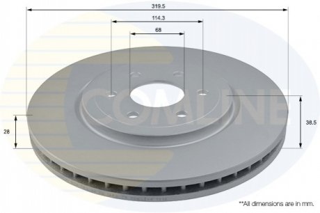 - Диск тормозной вентилируемый с покрытием COMLINE ADC0269V