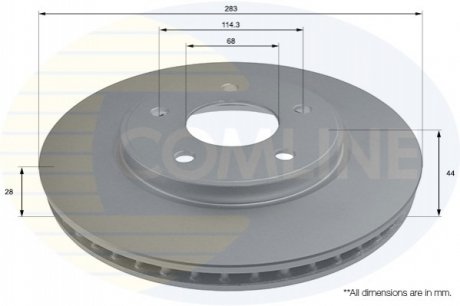 - Диск гальмівний вентильований з покриттям COMLINE ADC0296V (фото 1)