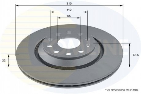 - Диск тормозной вентилируемый с покрытием COMLINE ADC1493V