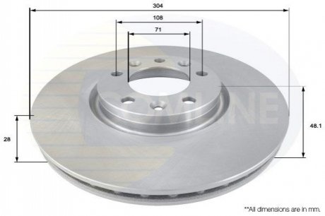 - Диск гальмівний вентильований з покриттям COMLINE ADC2711V