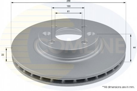 - Диск тормозной вентилируемый с покрытием COMLINE ADC2719V