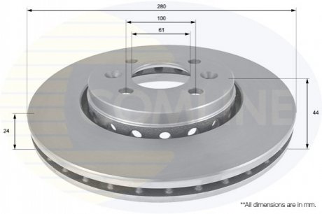 - Диск тормозной вентилируемый с покрытием COMLINE ADC2720V