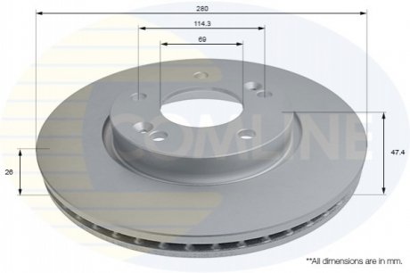 - Диск гальмівний вентильований з покриттям COMLINE ADC2824V