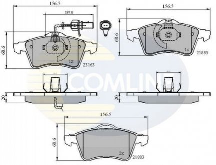 Тормозные колодки, дисковый тормоз.) COMLINE CBP1852