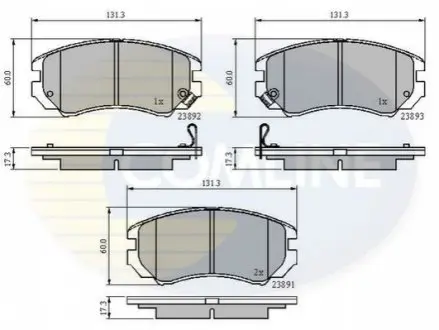 Колодки гальмівні (передні) Hyundai Sonata/Elantra 01-11/ix20 10-/Tucson/Kia Sportage/Carens 04 COMLINE CBP31196 Купити в Україні