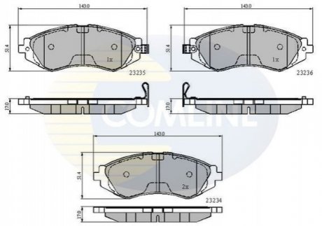 Комплект тормозных колодок, дисковый тормоз COMLINE CBP3435 (фото 1)