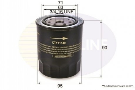 - Фільтр оливи (аналогWL7113/OC133) COMLINE CTY11140 (фото 1)