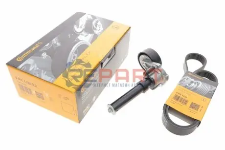 Комплект поликлиновых ремней (с роликами) AUDI A3, TT SEAT ALHAMBRA, ALTEA, ALTEA XL, LEON, TOLEDO III SKODA OCTAVIA II, SUPERB II, YETI VW BEETLE, CC B7, EOS, GOLF V 1.8/2.0 09.04-07.18 Contitech 6PK1120K2