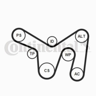 Роликовый модуль натяжителя ремня (ролик, ремень) Contitech 6PK2140K1 (фото 1)