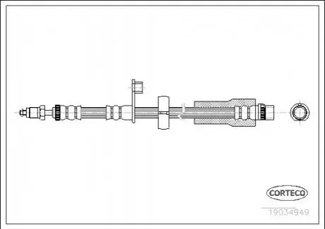 Шланг гальмівний (передній) Citroen C3/C4/Peugeot 2008/207/208 06- (L=480mm) CORTECO 19034949