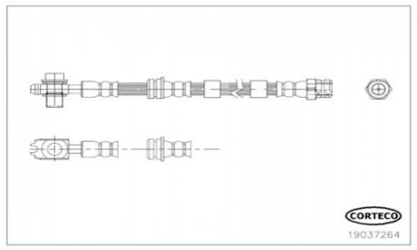 Тормозной шланг GIÊTKI VW CORTECO 19037264 (фото 1)