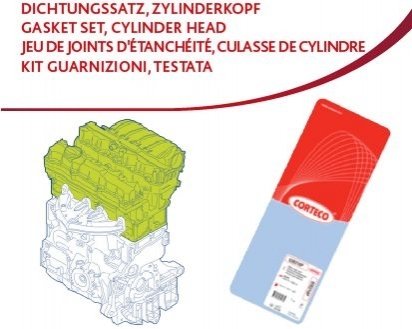 Комплект прокладок (верхний) Opel Astra/Vectra 2.2 16V 00- CORTECO 417293P (фото 1)