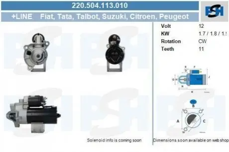 Стартер Citroen Berlingo/Jumper/Jumpy/Fiat Scudo/Peugeot Boxer/Expert/Partner 94- (11z.) (MQS373) CV PSH 220504113010