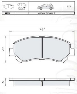 Тормозные колодки дисковые - (D1080JE00A, D1060JE00A, D1060JD00A) DAFMI / INTELLI D514E