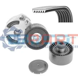 Комплект поликлинових ременів (з роликами) CITROEN BERLINGO, C3 I, C5 II, XSARA, XSARA PICASSO FORD FIESTA V, FUSION MAZDA 2 PEUGEOT 206, 407, PARTNER, PARTNER ORIGIN 1.4D/1.6D 09.01 DAYCO KPV221