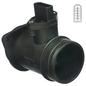 Витратомір повітря (5 pin, модуль) AUDI A3, A4 B5, A4 B6, A4 B7, A6 C5, A6 C6 FORD GALAXY I SEAT CORDOBA, CORDOBA VARIO, IBIZA II, TOLEDO II SKODA OCTAVIA I VW CADDY II 1.8-2.5D 01.95-03.10 Delphi AF10267-12B1