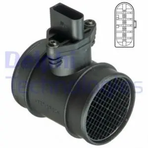 Витратомір повітря (5 pin, модуль) AUDI A2, A4 B5 SEAT LEON, TOLEDO II VW GOLF IV, SHARAN 1.2D-2.5D 09.97-03.10 Delphi AF10409-12B1