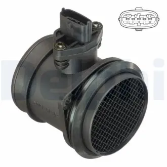 Витратомір повітря (5 pin, модуль) VOLVO C30, C70 II, S40 II, S60 II, S80 II, V50, V60 I, V70 III FORD FOCUS II, KUGA I, KUGA II, MONDEO IV, S-MAX 2.0/2.5/2.5ALK 01.04 Delphi AF1041112B1