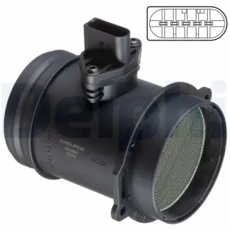 Витратомір повітря (5 pin, модуль) AUDI A4 B5, A4 B6, A4 B7, A6 C5, A8 D2 SEAT LEON, TOLEDO II VW GOLF IV, SHARAN 1.8-4.2 09.97-03.10 Delphi AF1056112B1
