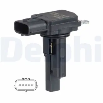 Витратомір повітря (5 pin, картрідж) VOLVO S60 II, S80 II, V60 I, V70 III, XC60 I, XC70 II TOYOTA DYNA, HIACE / COMMUTER V, HIACE V, HILUX VII, LAND CRUISER, LAND CRUISER PRADO 1.5-Electric 03.05 Delphi AF1067112B1