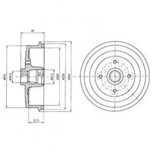 Фото Барабан гальмівний (задній) Daewoo Lanos 97- Delphi (BF399) зображення 1
