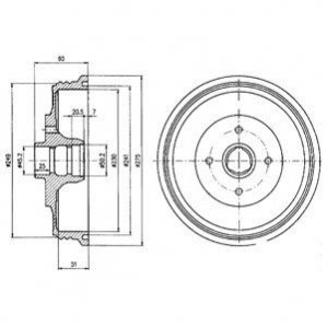 Тормозной барабан - (6K9501615, 6K95O1615) Delphi BF430