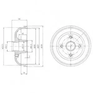 Гальмівний барабан задн OPEL CORSA B, CORSA C 1.0-1.7D 01.99-06.12 Delphi BF471