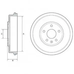 Гальмівний барабан задн CHEVROLET AVEO 1.2-1.6 03.11 Delphi BF556