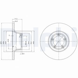 FORD Гальмівний диск передн. TRANSIT 1.6, 2.0 85- Delphi BG2157