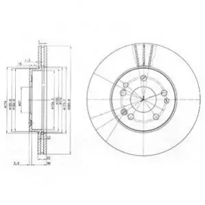 Фото Диск гальмівний (передній) MB 190 (W201) 85-93/E-class (W124) 85-98 (284x22) (замінено на 0986478186) Delphi (BG2345) зображення 1