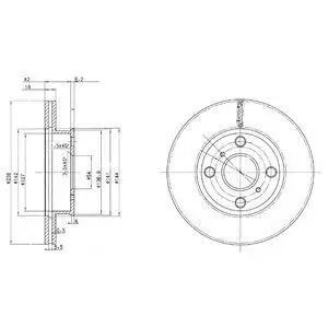 Фото Диск гальмівний (передній) Opel Astra F/Corsa B/Vectra A 1.6/1.81.7D 91-00 (256x20) Delphi (BG2424) зображення 1