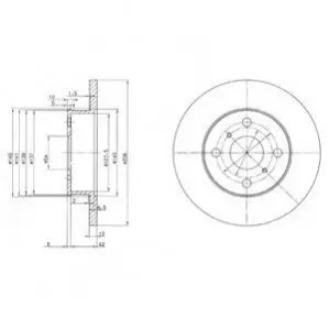 Фото Диск гальмівний (передній) VW Caddy II 95-04/Passat B3/B4 88-97/Golf 91-02 (256x13) (не постачається) Delphi (BG2597) зображення 1