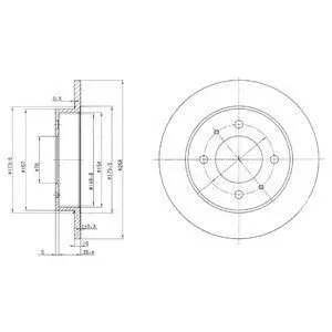 Фото Диск гальмівний (задній) Hyundai Elantra/Coupe/Lantra (полный) 1.5-2.0 (257,9x10) (повний) Delphi (BG3070) зображення 1