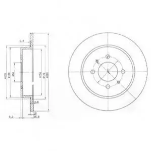 Гальмывний диск задн Лів/Прав MITSUBISHI COLT IV, LANCER III, LANCER IV, LANCER V 1.8 09.89-04.96 Delphi BG3102