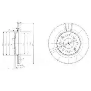 Гальмівний диск передн Лів/Прав HONDA CAPA, CITY IV, JAZZ II, LOGO 1.2-1.5 04.98-10.08 Delphi BG3794