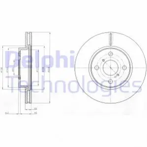 Гальмівний диск передн Лів/Прав TOYOTA YARIS 1.0-1.8 01.05-06.20 Delphi BG4116C