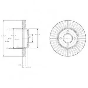 Гальмівний диск передн Лів/Прав FORD FIESTA V 2.0 03.05-06.08 Delphi BG4117