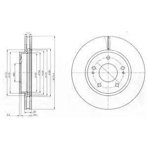 Гальмівний диск передн Лів/Прав (276ммx26мм) CHRYSLER SEBRING, STRATUS DODGE STRATUS MITSUBISHI ECLIPSE IV, LANCER CARGO, LANCER VII, LANCER VIII, OUTLANDER I 08.99 Delphi BG4147