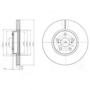 Фото Диск гальмівний (передній) (к-кт 2 шт) Toyota Corolla 07-13 (275x22) Delphi (BG4277) зображення 1
