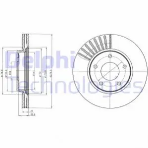 Гальмівний диск передн Лів/Прав NISSAN JUKE, PULSAR, SENTRA VII, TIIDA 1.2-1.8 06.10 Delphi BG4282C Купити в Україні
