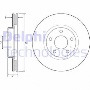 Диск гальмівний - (GBFT33251A, GHP933251A, K01133251A) Delphi BG4562C