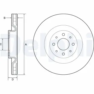 Гальмывний диск передн Лів/Прав LANCIA DELTA III 1.8/1.9D/2.0D 09.08-08.14 Delphi BG4566C