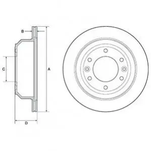 Гальмывний диск задн Лів/Прав HYUNDAI H-1 CARGO, H-1 TRAVEL 2.4/2.5D 02.08 Delphi BG4692C