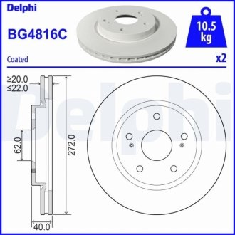 Диск тормозной Delphi BG4816C