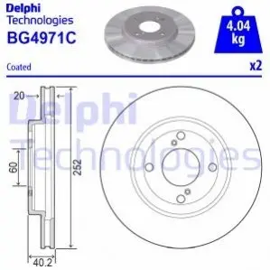 DELPHI Диск тормозов. передняя. SUZUKI SWIFT 17- Delphi BG4971C