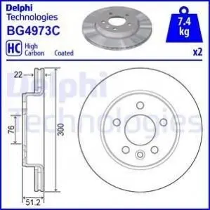 Гальмывний диск задн Лів/Прав MAN TGE VW AMAROK, CRAFTER, GRAND CALIFORNIA CAMPER 2.0-Electric 12.10 Delphi BG4973C Купити в Україні