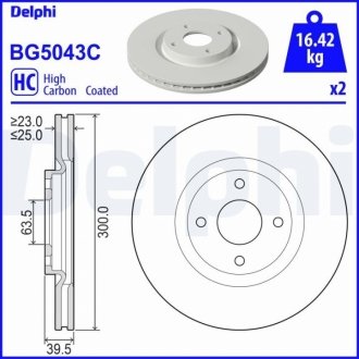 Диск тормозной передний Delphi BG5043C