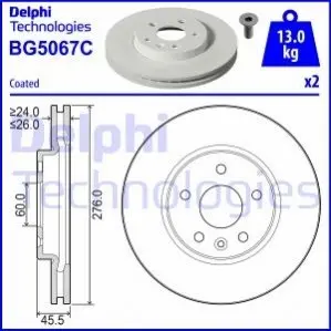 Фото Тормозные диски Delphi (BG5067C) изображение 1