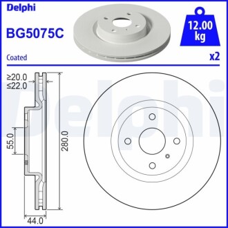 Гальмівний диск Delphi BG5075C